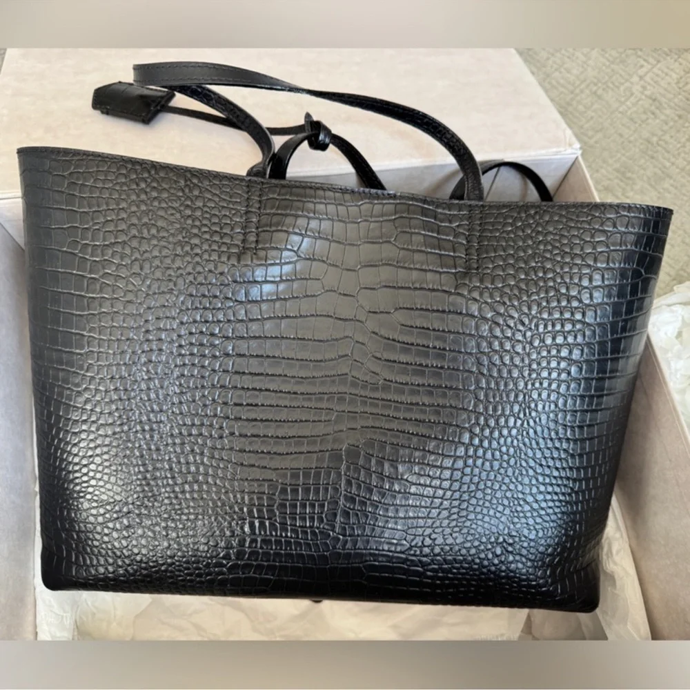 Jimmy Choo Black Croc-Embossed Leather Large Tote with Charm - Picture 7 of 12